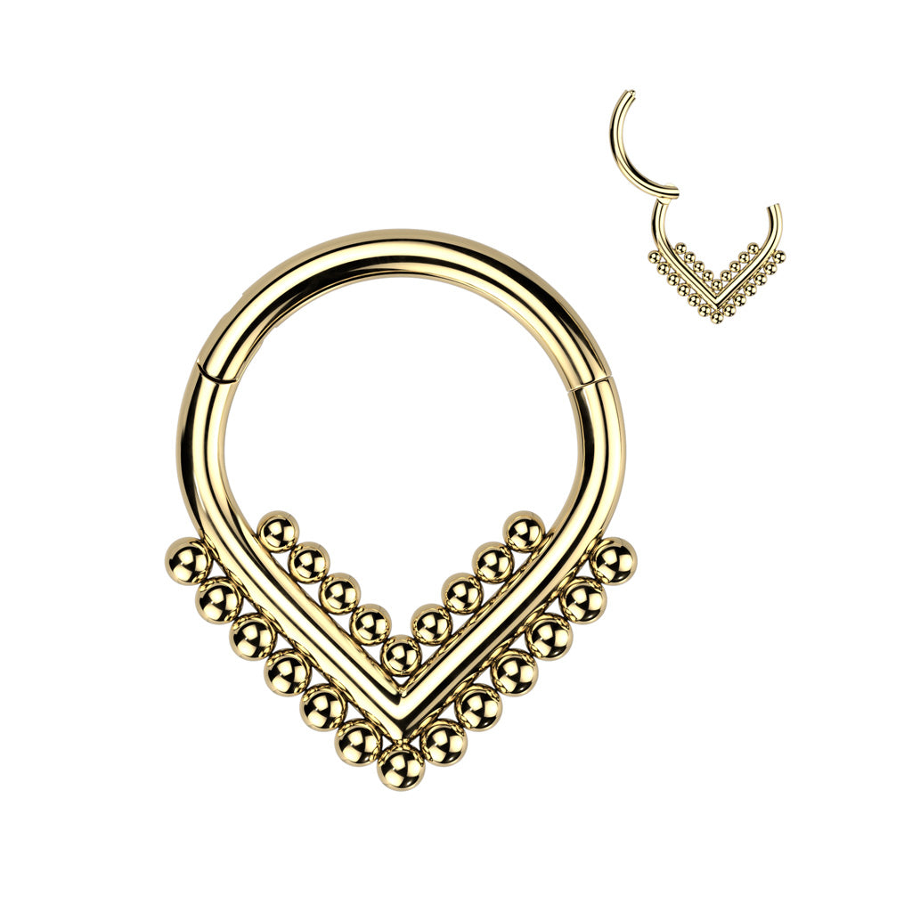 16G Titanium Hinged Segment Hoop W/ Double Beaded Balls For Septum & Daith Piercings